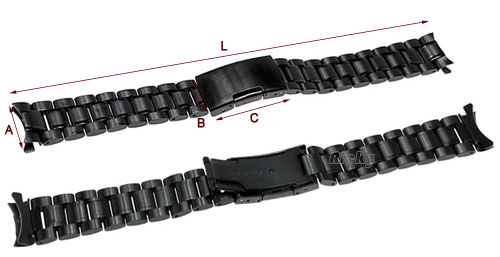 22mm black metal watch band